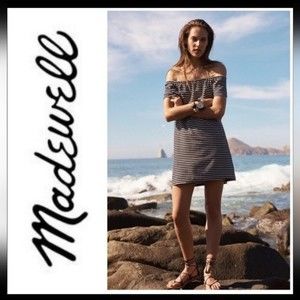 Madewell Melody off the Shoulder Striped Shift Dress
